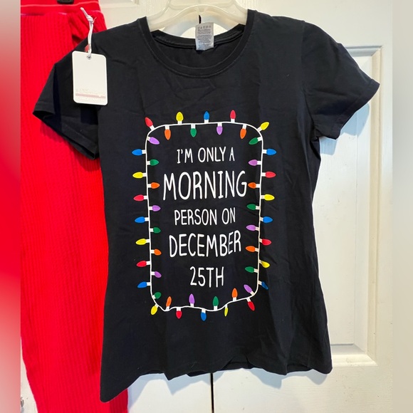 2 Pc Xmas Pj Set 🌲New Red Pajama Pants & Black Tee
“Morning Person “ - Picture 2 of 14